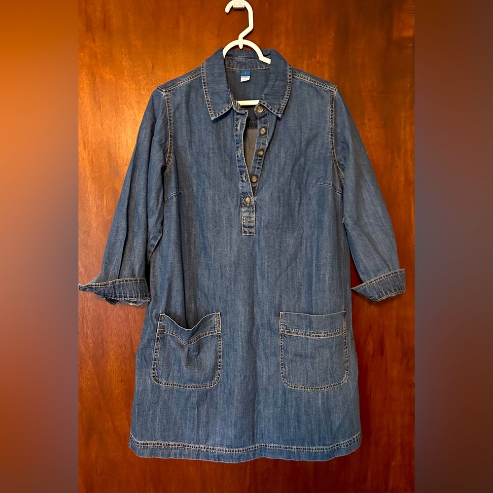 Denim Jean popover shirt dress L